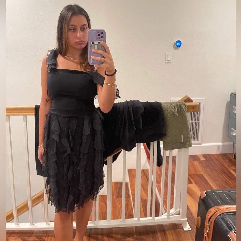 Authentic fendi dress strapless ruffle black gorgeous